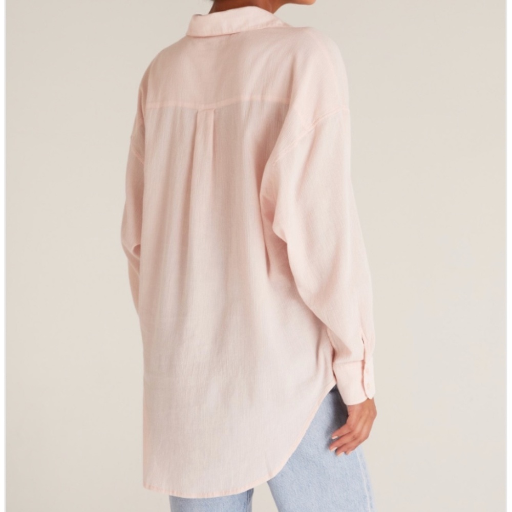Z Supply Lalo Gauze Button Up Top, Pink, size M/L
